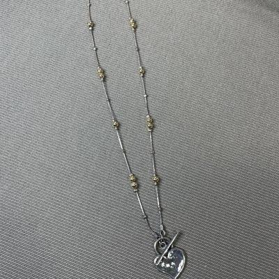 Sterling Silver heart toggle necklace