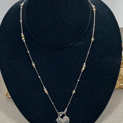 Sterling Silver heart toggle necklace