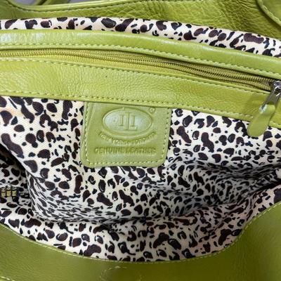 New green pebble leather crossbody