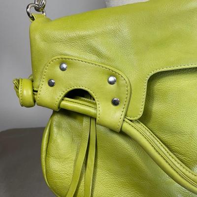 New green pebble leather crossbody