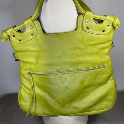 New green pebble leather crossbody