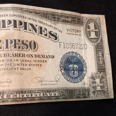 THREE 1940'S PHILIPPINES ONE PESO VICTORY SERIES NO 66