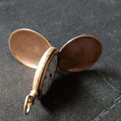 GOLD-TONE POCKET WATCH AND POCKET WATCH CASE FOR REPAIR