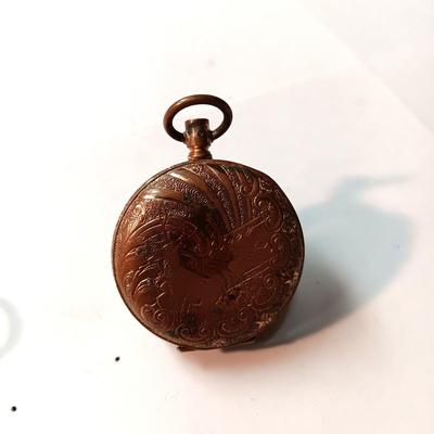 GOLD-TONE POCKET WATCH AND POCKET WATCH CASE FOR REPAIR