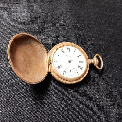 GOLD-TONE POCKET WATCH AND POCKET WATCH CASE FOR REPAIR