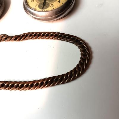 2 WESTCLOX POCKET WATCHES AND A GOLD-TONE CHAIN