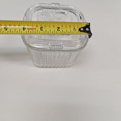 7 - Clear Depression Glass Refrigerator Box w/Lid