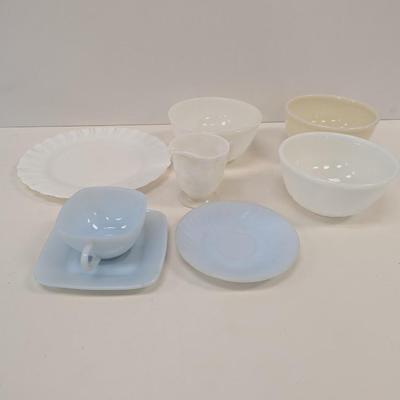 Fire King Azurite Square Plate & Cup & Fire King Bowls