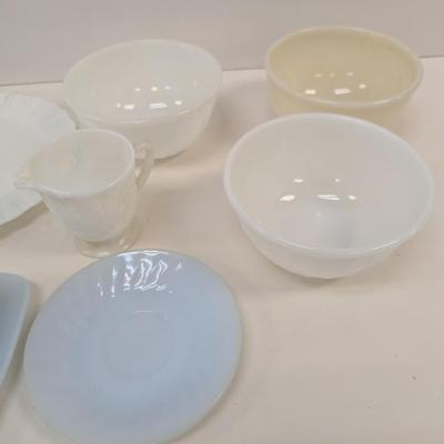 Fire King Azurite Square Plate & Cup & Fire King Bowls