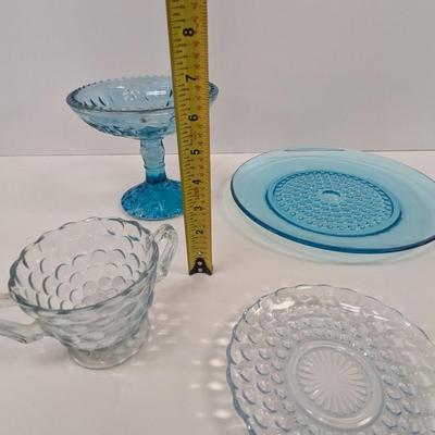 Vintage Pale Blue Anchor Hocking Glassware Hazel Atlas Capri Hobnail Plate