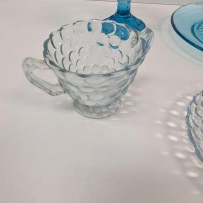 Vintage Pale Blue Anchor Hocking Glassware Hazel Atlas Capri Hobnail Plate