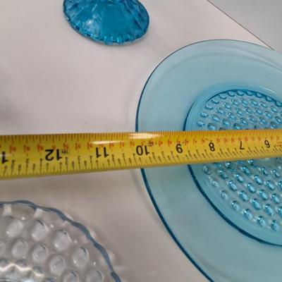 Vintage Pale Blue Anchor Hocking Glassware Hazel Atlas Capri Hobnail Plate