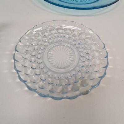 Vintage Pale Blue Anchor Hocking Glassware Hazel Atlas Capri Hobnail Plate