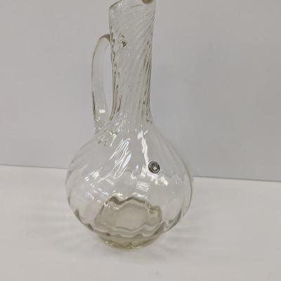 Hand Crafted In Romania Glass Pitcher