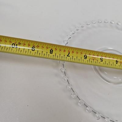 Vintage Candlewick Glass Bubble Rim Plate Sugar Bowl & Spoon