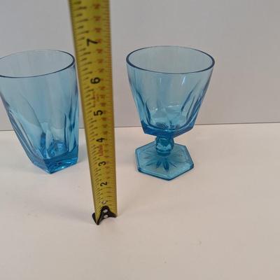 Hazel Atlas Capri Electric Blue Gothic Glass Trinket Dish & Glass
