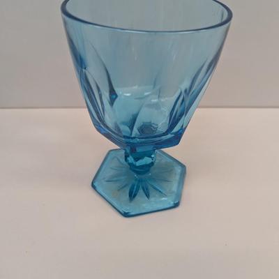 Hazel Atlas Capri Electric Blue Gothic Glass Trinket Dish & Glass