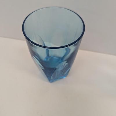 Hazel Atlas Capri Electric Blue Gothic Glass Trinket Dish & Glass