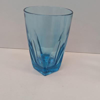 Hazel Atlas Capri Electric Blue Gothic Glass Trinket Dish & Glass