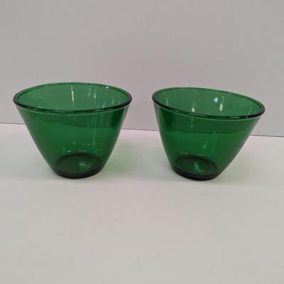 Sale Photo Thumbnail #2171: Vintage Anchor Hocking Forest Green Glass Bowls