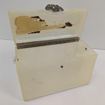 Vintage Collectable White Marbleized Lucite Box Purse