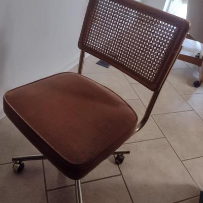 Wood Frame Office Chair with Cushion Seat and Cane Back