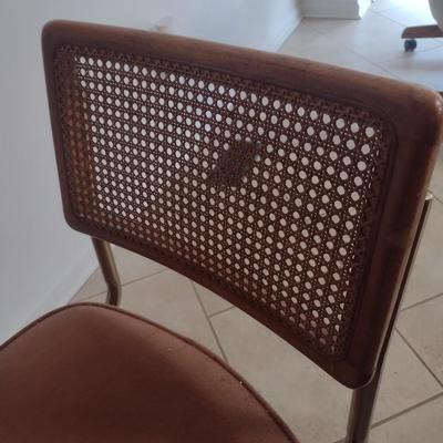 Wood Frame Office Chair with Cushion Seat and Cane Back