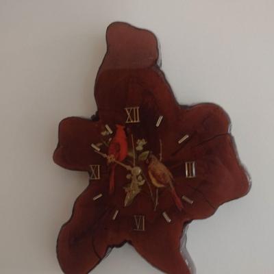 Custom Live Edge Wall Clock with Cardinal Bird Theme Decor