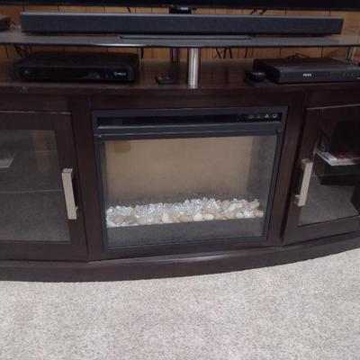 Contemporary Design Media Center with Built-In Electric Fireplace (Sound Bar and TV Not Included)
