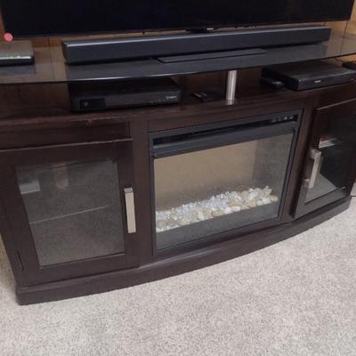 Contemporary Design Media Center with Built-In Electric Fireplace (Sound Bar and TV Not Included)