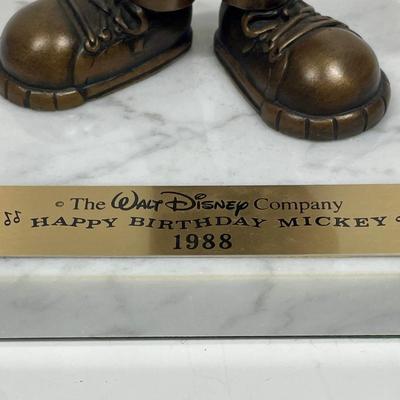 Mickey Mouse Vintage Pride Lines Disney (1988) Happy Birthday Mickey Bronze Tone Sculpture on Marble Base