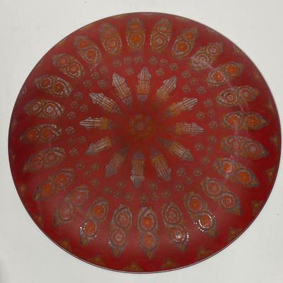 Vintage 13” Pilgrim Glass Silhouette Stained Glass Window Collector Plate Purple