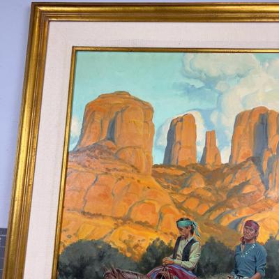 Original Oil Painting Southern Utah Navajo's on Horseback by Paul Mann
