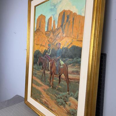 Original Oil Painting Southern Utah Navajo's on Horseback by Paul Mann