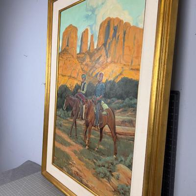 Original Oil Painting Southern Utah Navajo's on Horseback by Paul Mann