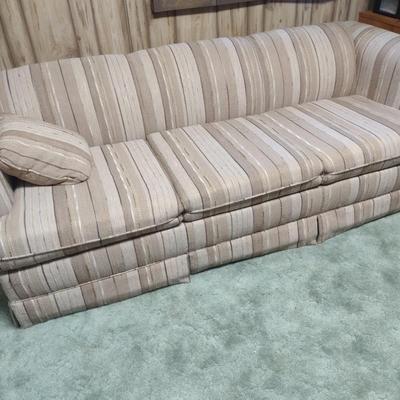 Three Cushion Fabric Upholstered Couch
