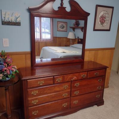 Vaughan of Virginia Mahogany Finish Three Over Six Dresser with Mirror