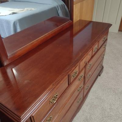Vaughan of Virginia Mahogany Finish Three Over Six Dresser with Mirror