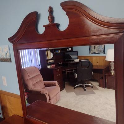 Vaughan of Virginia Mahogany Finish Three Over Six Dresser with Mirror
