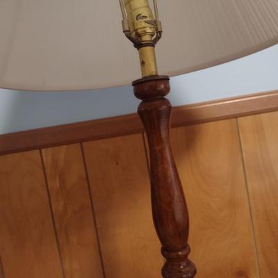 Wood Post Floor Lamp with Table Shelf