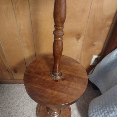 Wood Post Floor Lamp with Table Shelf