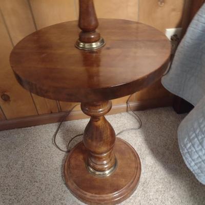 Wood Post Floor Lamp with Table Shelf