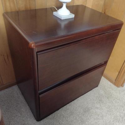 Double Drawer Wood Finish Filing Cabinet