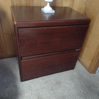 Double Drawer Wood Finish Filing Cabinet