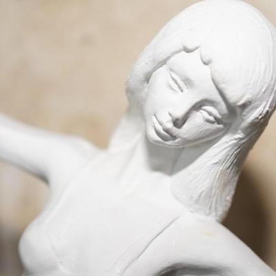 Deco dancer of chalk style material decorative figurine 14"