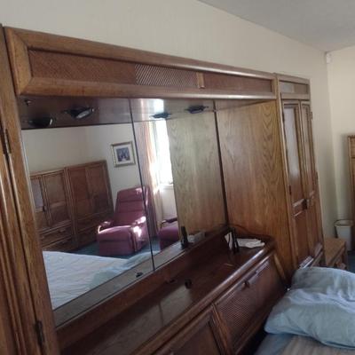 King Size Bed with Wall Unit Storage Cabinets