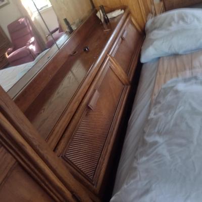 King Size Bed with Wall Unit Storage Cabinets