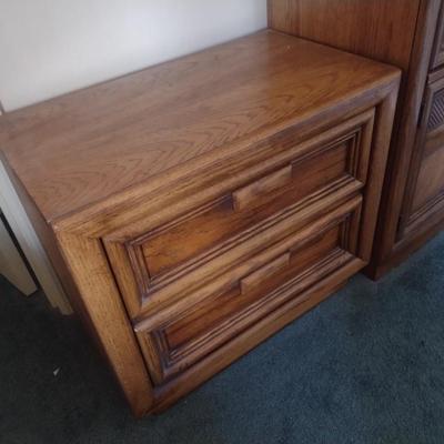 Two Drawer Wood Finish Bedside Dresser