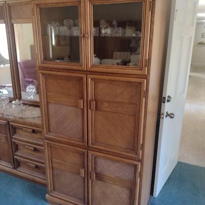Six Door Display and Media Cabinet Rattan Design Finish