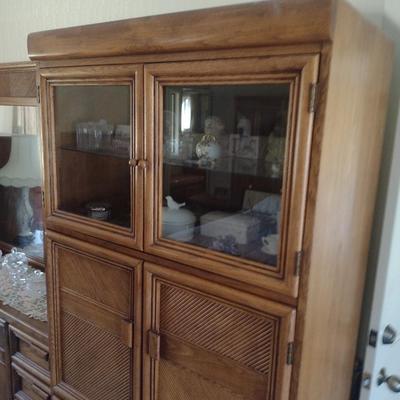 Six Door Display and Media Cabinet Rattan Design Finish